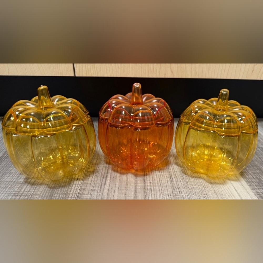 Set of Three Plastic Pumpkin Jars